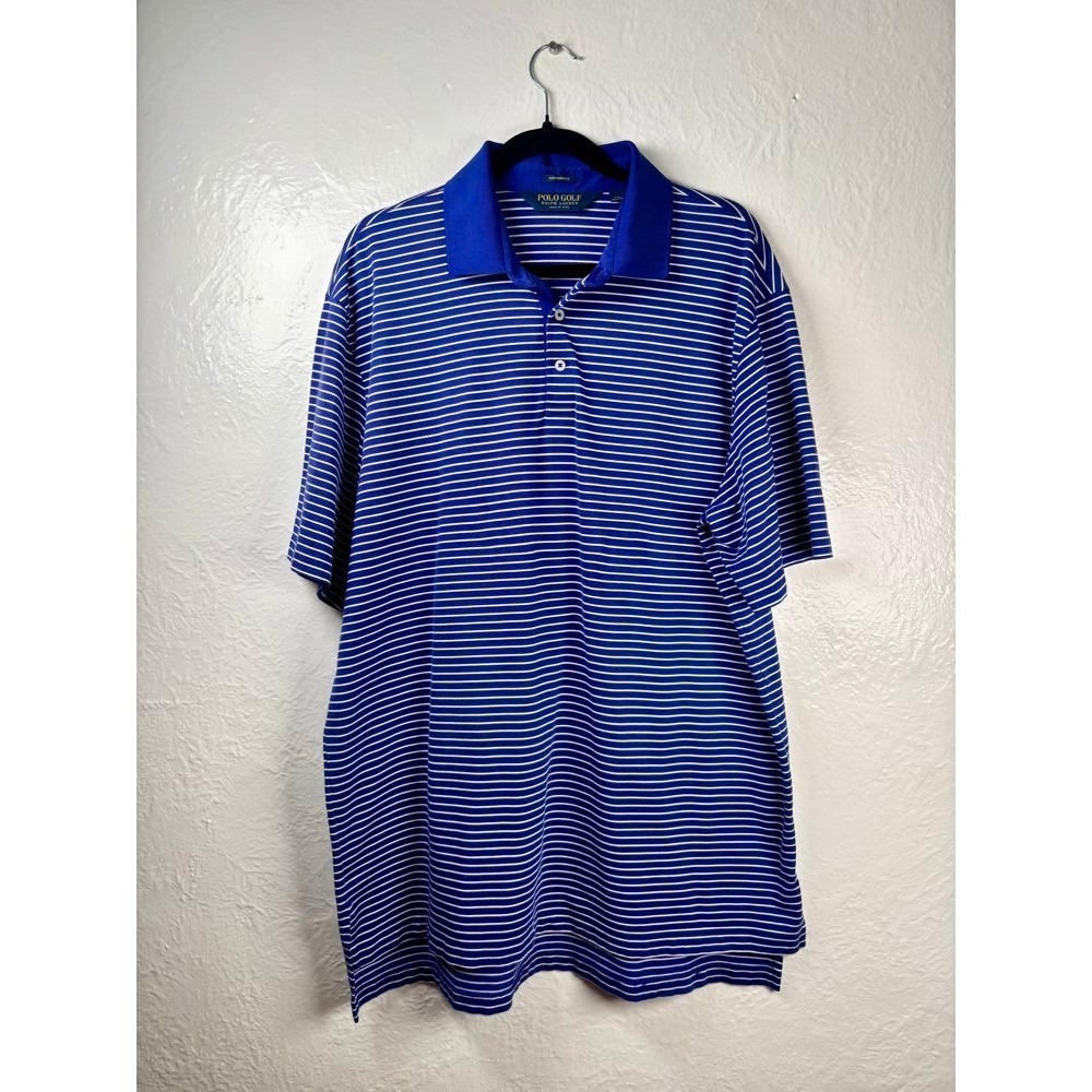 Polo Golf Ralph Lauren Shirt Mens XL Blue Striped Country Club Preppy Luxury